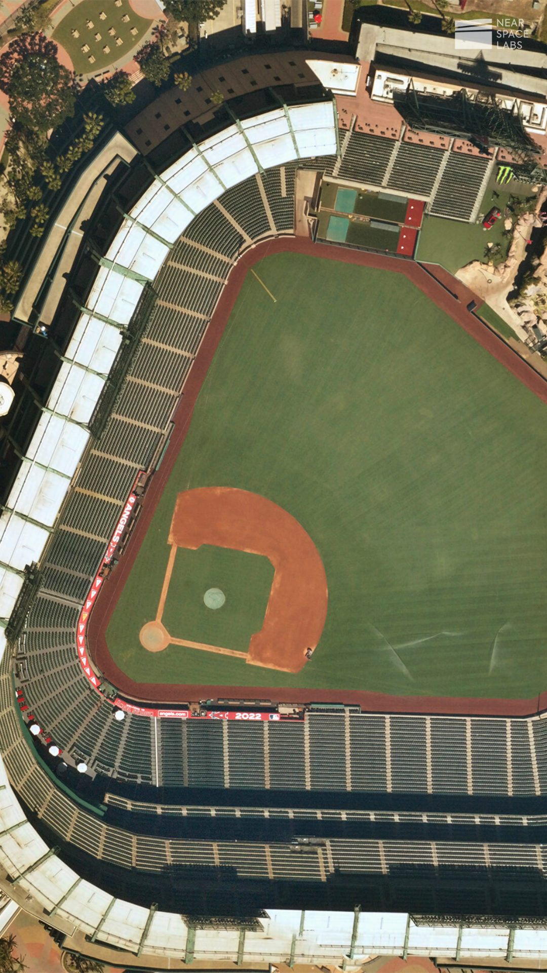 Near Space Labs 10 cm capture of Angels Stadium in a wallpaper format.